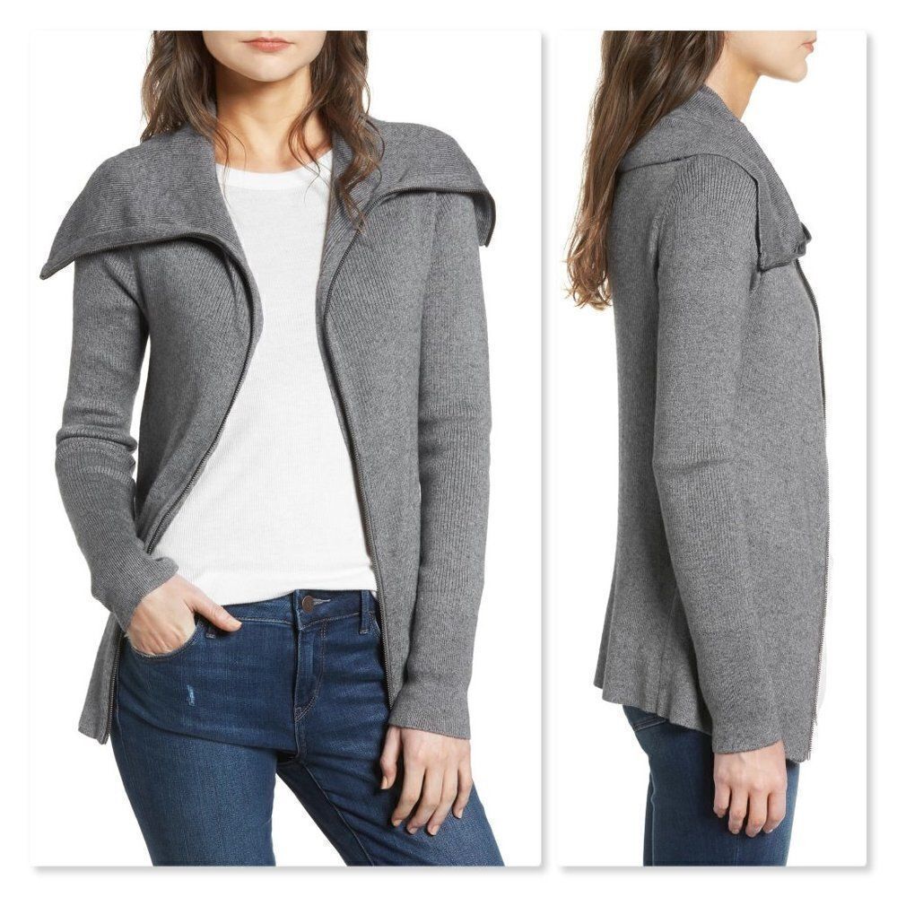 Treasure & Bond Wide Collar Zip Sweater sz lg